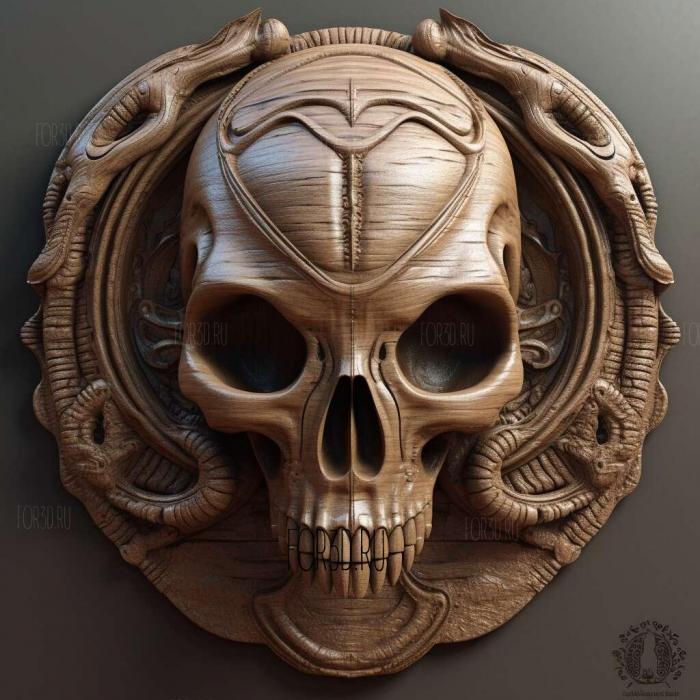 alien skull 3 stl model for CNC